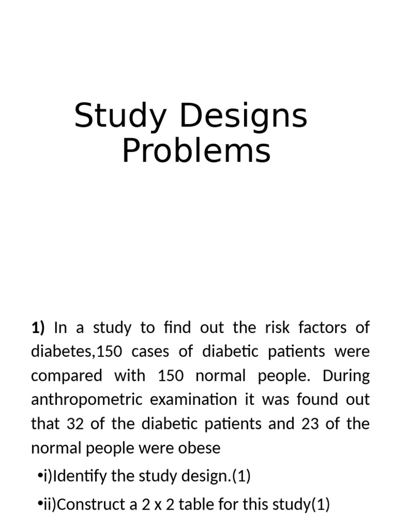 Study Designs Problems | PDF