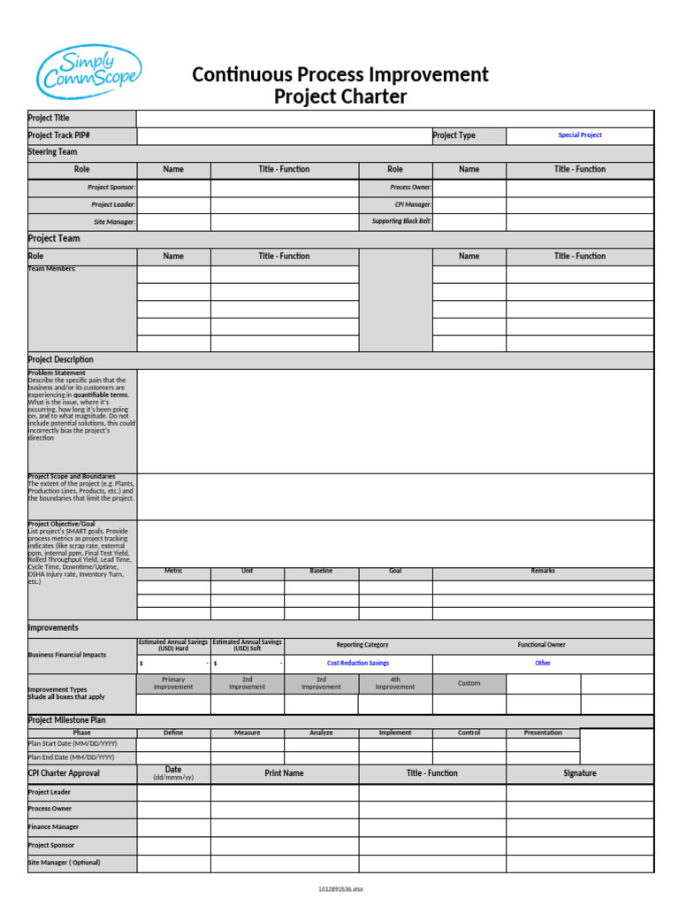 CPI-F001 CPI Project Charter | PDF | Payroll | Employee Benefits