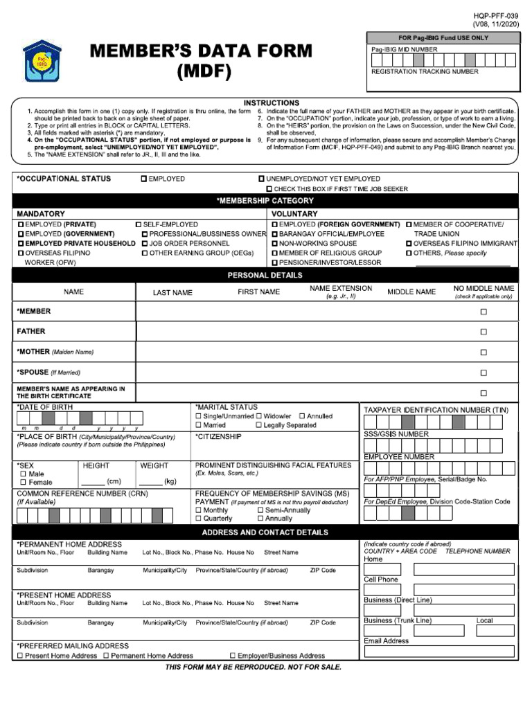 MDF Form | PDF