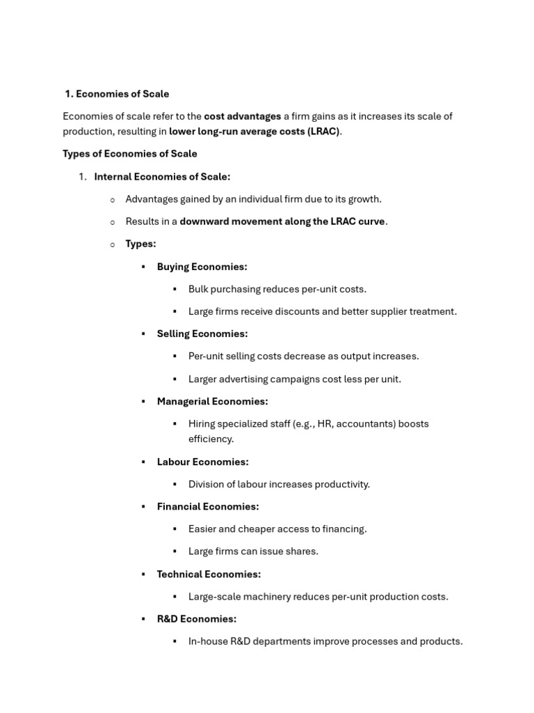 Economies and Diseconomies | PDF | Economies Of Scale | Average Cost