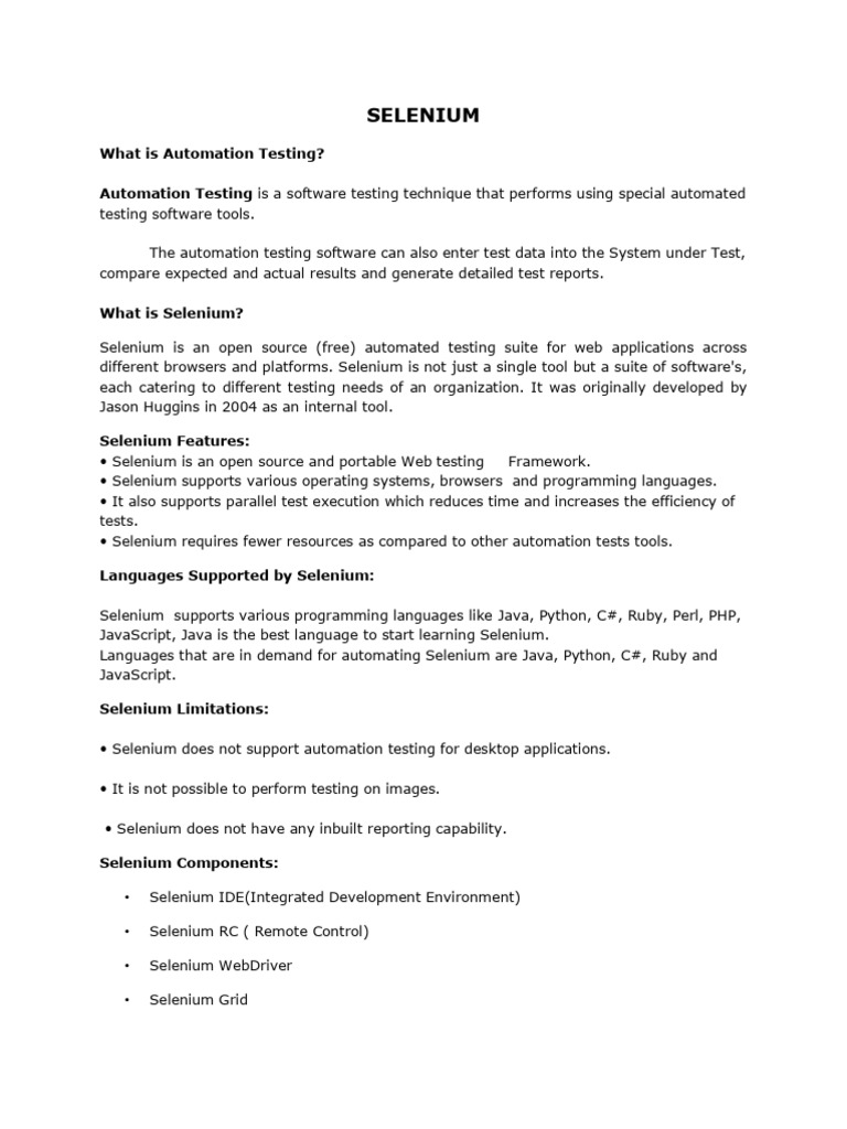 Selenium | PDF | Selenium (Software) | Software Development