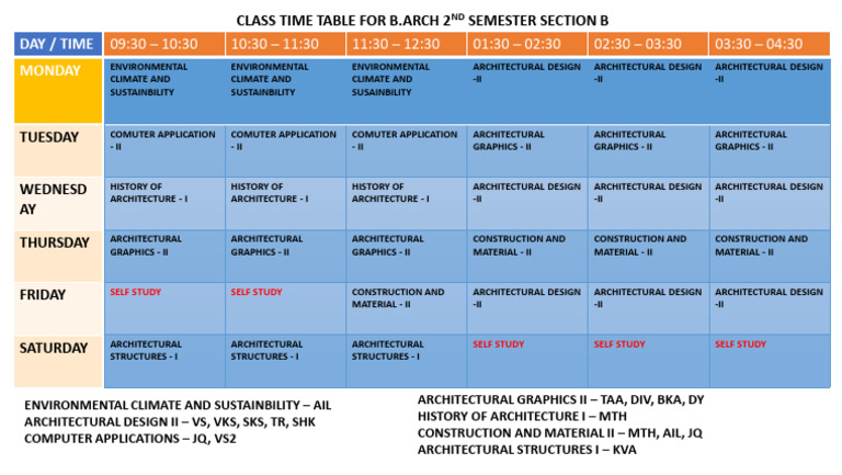 Time Table 2nd Semester | PDF