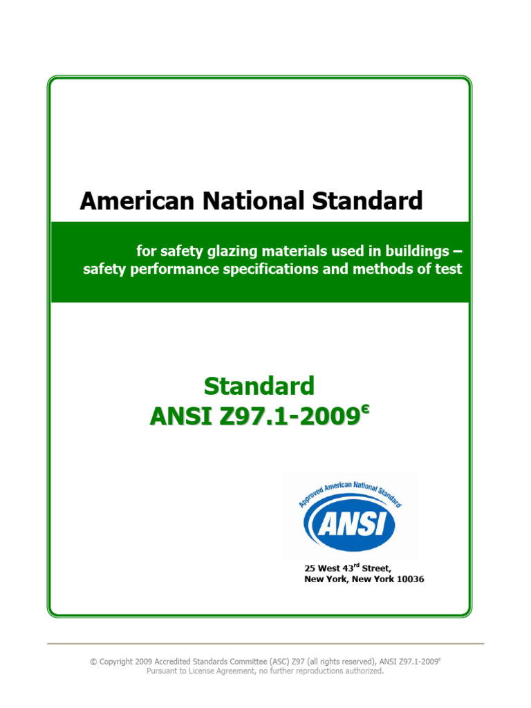 Ansi - Z97 1 | PDF | Building Code | Damages