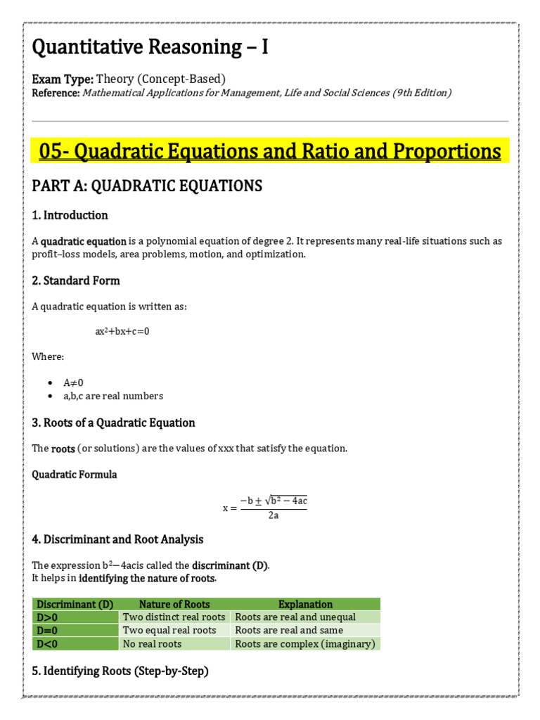 QR I (Concept Based) | PDF | Function (Mathematics) | Quadratic Equation