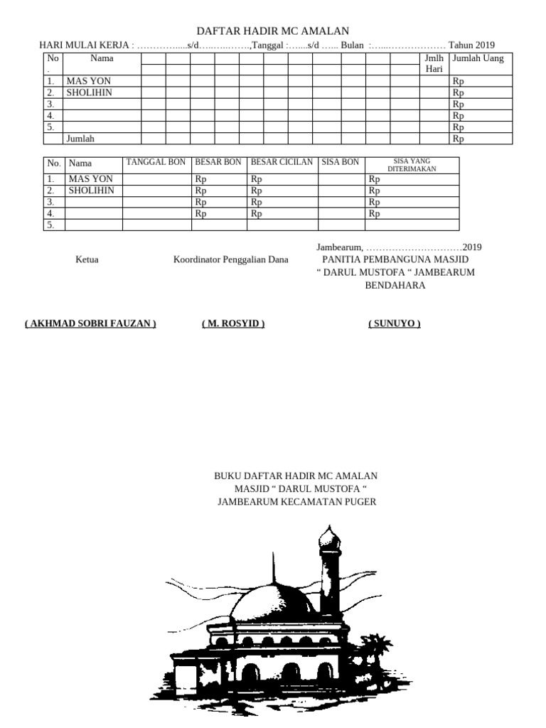 Daftar Hadir MC Amalan | PDF