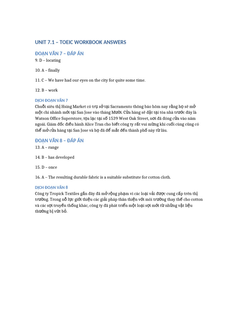 Unit 7 1 Toeic | PDF