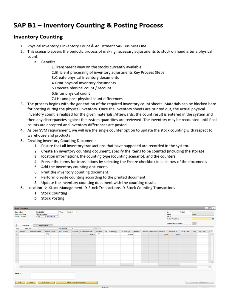 SAP B1 Inventory Counting and Posting Process Flow | PDF | Inventory