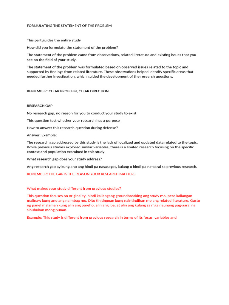 III-Formulating The Statement of The Problem | PDF