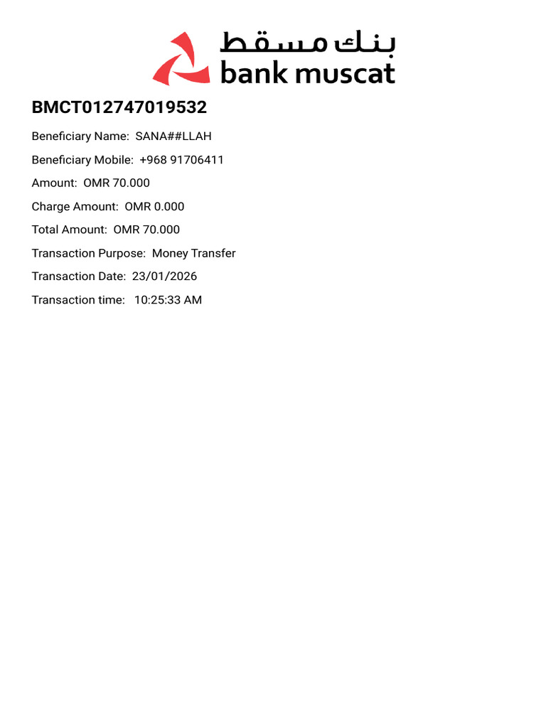 BankMuscatReceipt 2 | PDF