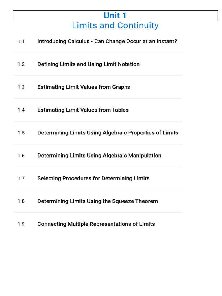 Unit 1. Limit and Continuity (Lim Part) | PDF | Mathematics ...