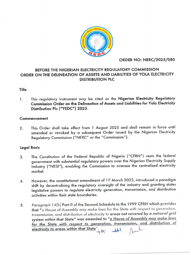 Yedc Order On Delineation of Assets Liabilities | PDF