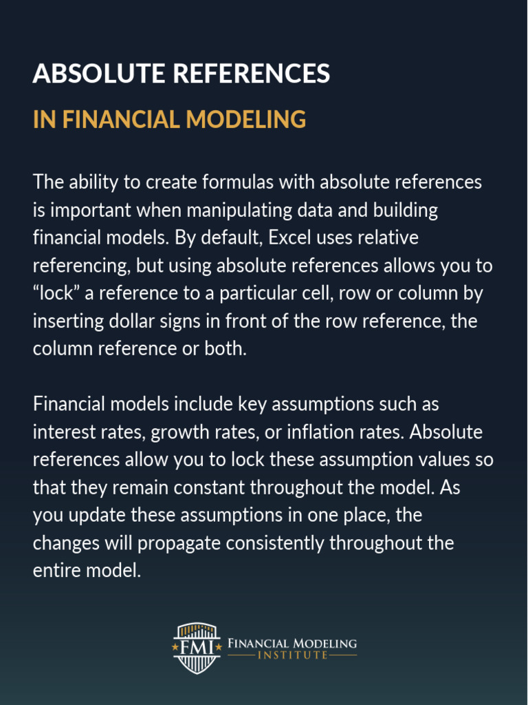 Absolute References in Financial Modeling-types of References | PDF