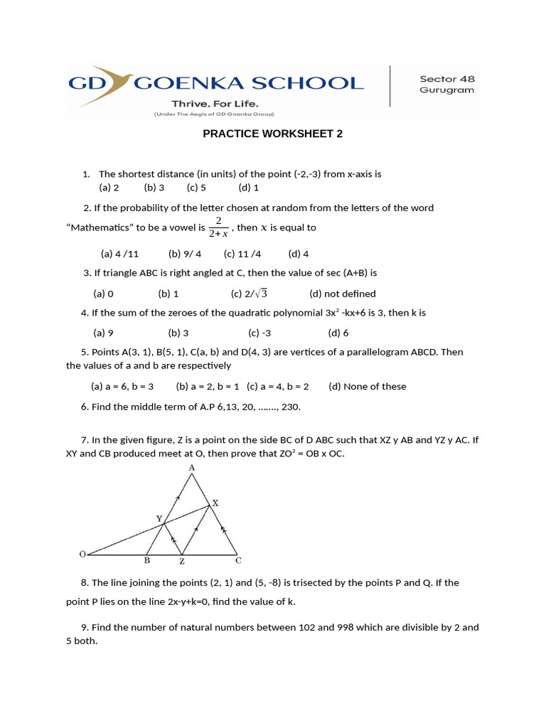 X - Practice Worksheet 2 | PDF