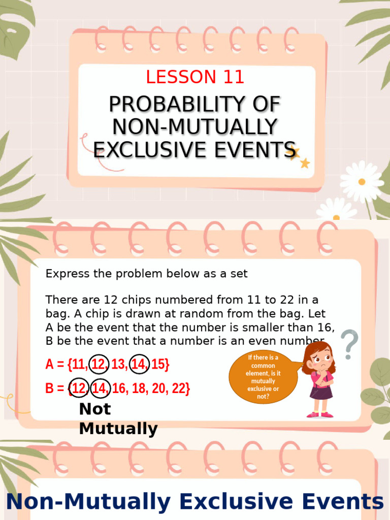 Lesson 11 Probability of Non Mutually Exclusive | PDF | Probability ...
