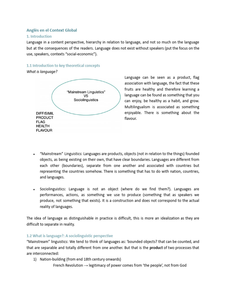 Anglès en Context Global - BLOCK 1 | PDF | English As A Second Or ...