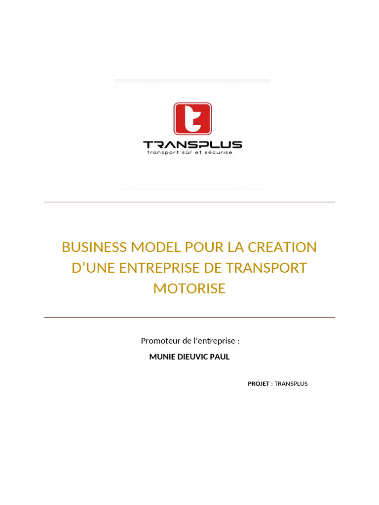 Business Model Ok Ok TRANSPLUS MUNIE | PDF | Transport | Motocyclette