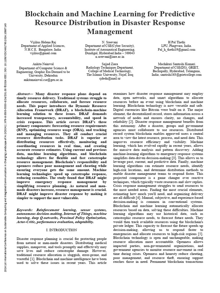 Blockchain and Machine Learning For Predictive Resource Distribution in ...