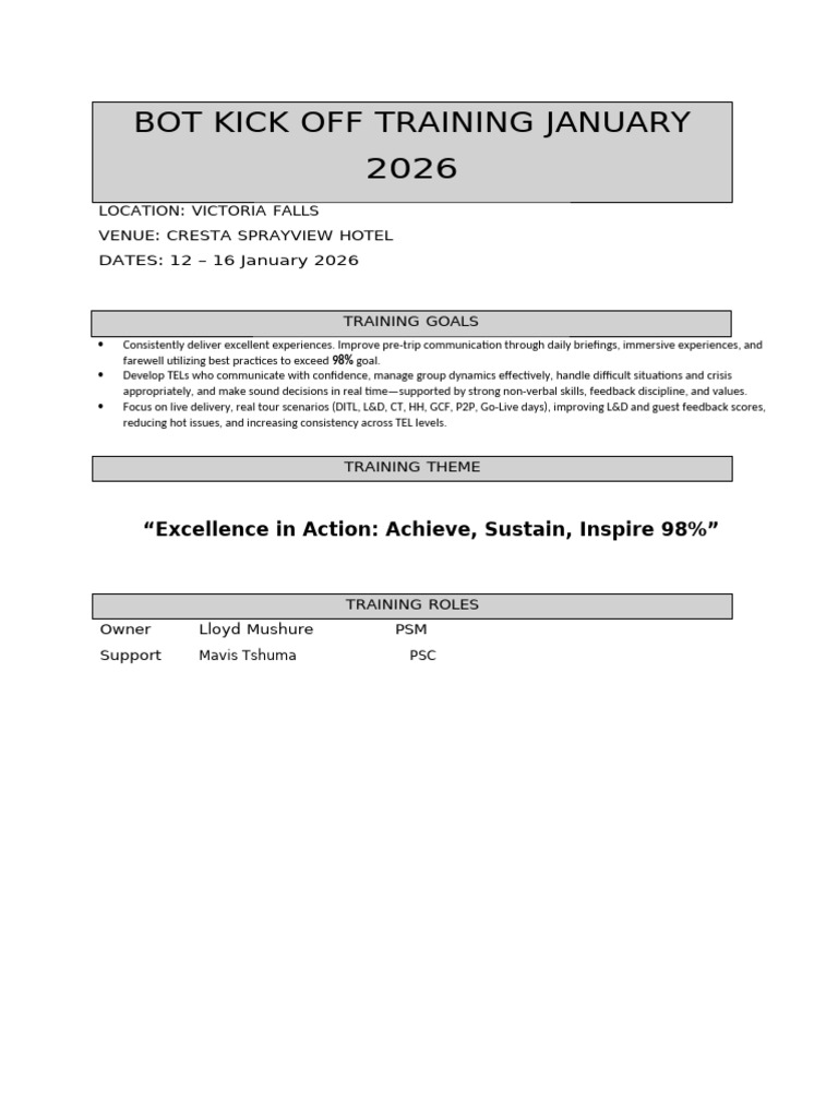 Bot Kick Off Training January 2026 Agenda | PDF | Communication