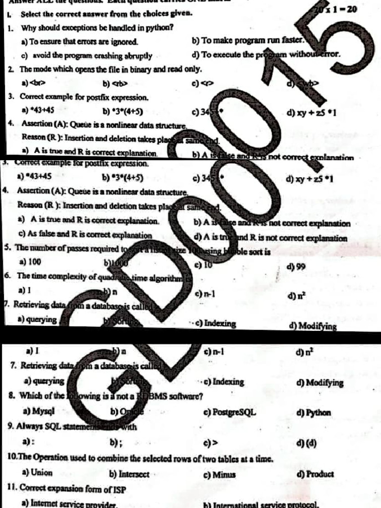 Preparatory Paper 2nd Puc | PDF