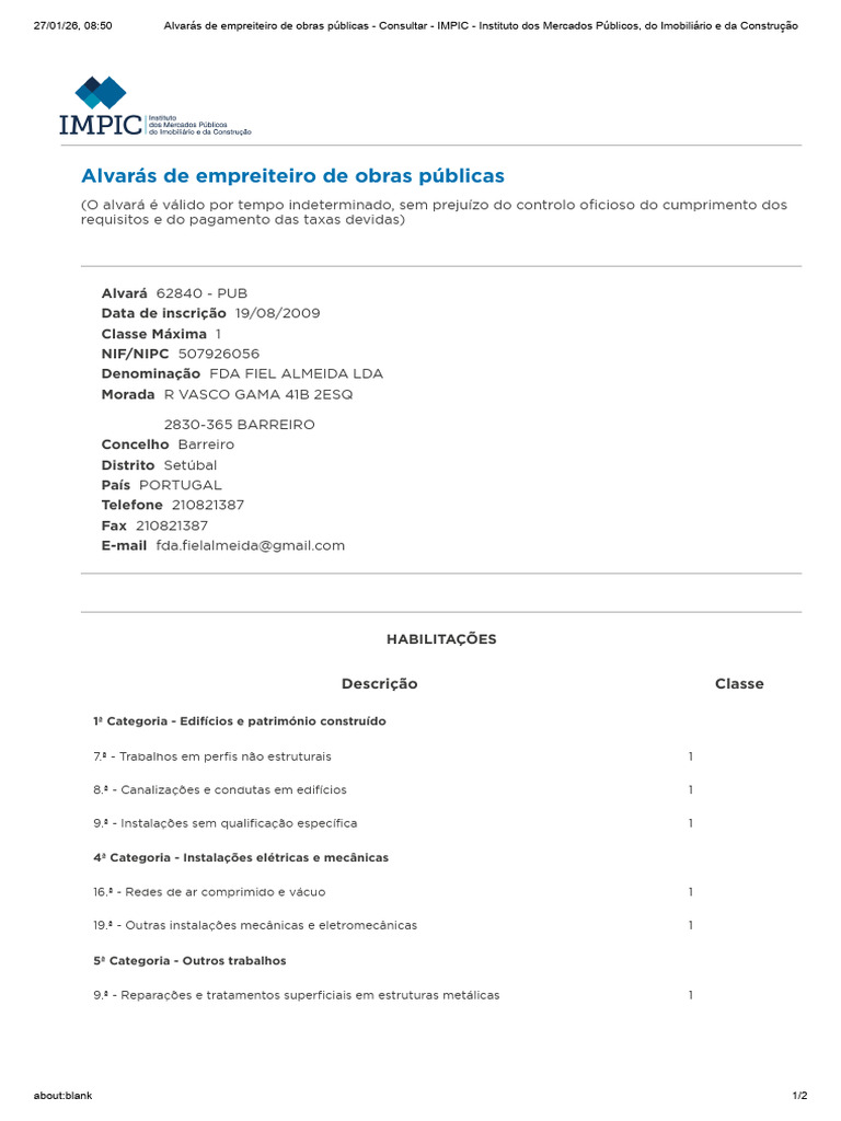 Alvarás de Empreiteiro de Obras Públicas - Consultar - IMPIC ...
