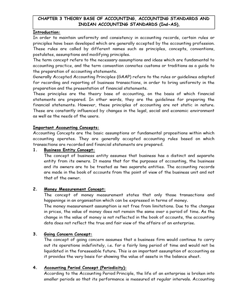 CH 3 Theory Base of Accounting, Accounting Standards and Indian | PDF ...