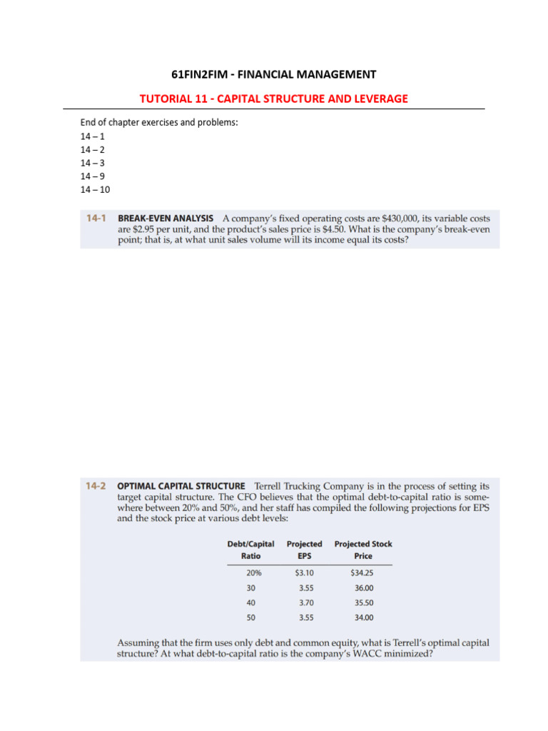 Tutorial 11 Leverage | PDF