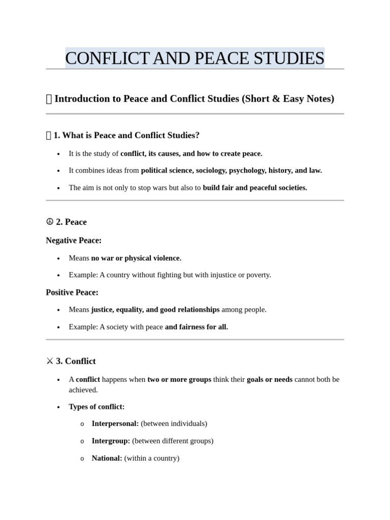 Peace and Conflict Studies | PDF | Violence | Conflict (Process)