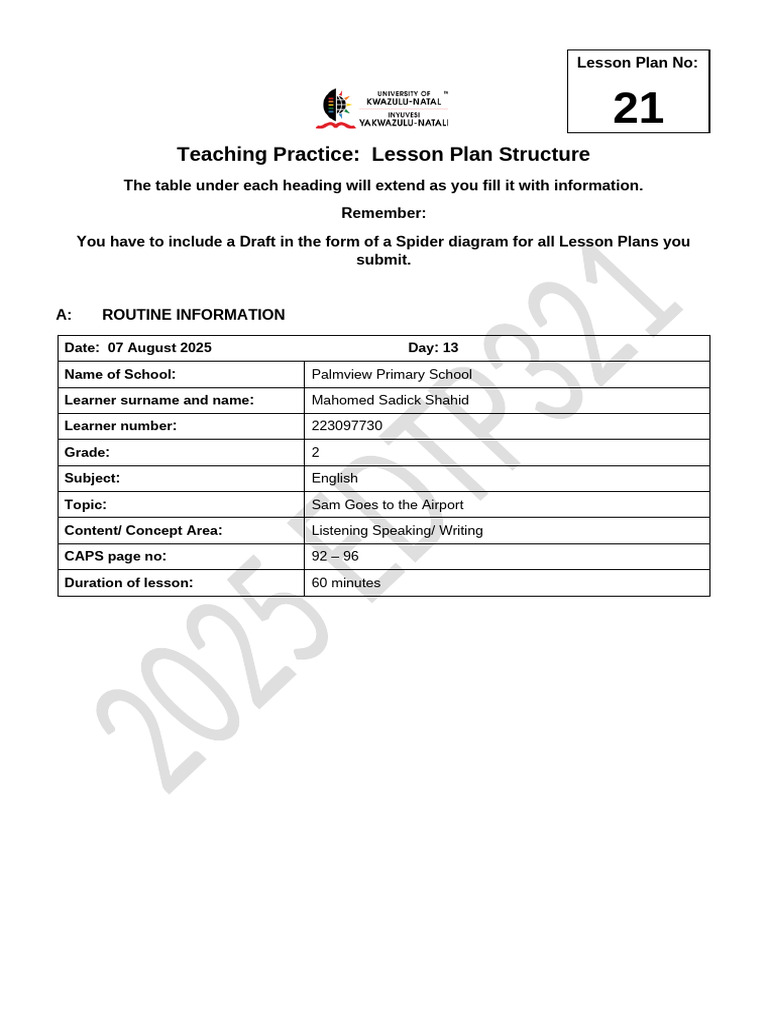 Lesson Plan 21 0708 Assessment F | PDF | Learning | Lesson Plan