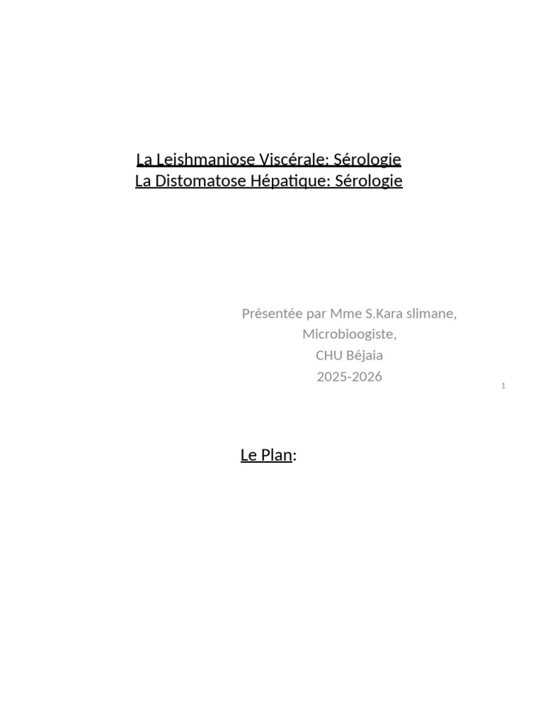 Leishma Viscé Disto Samia 2026 | PDF | Sérologie | Méthode immuno ...
