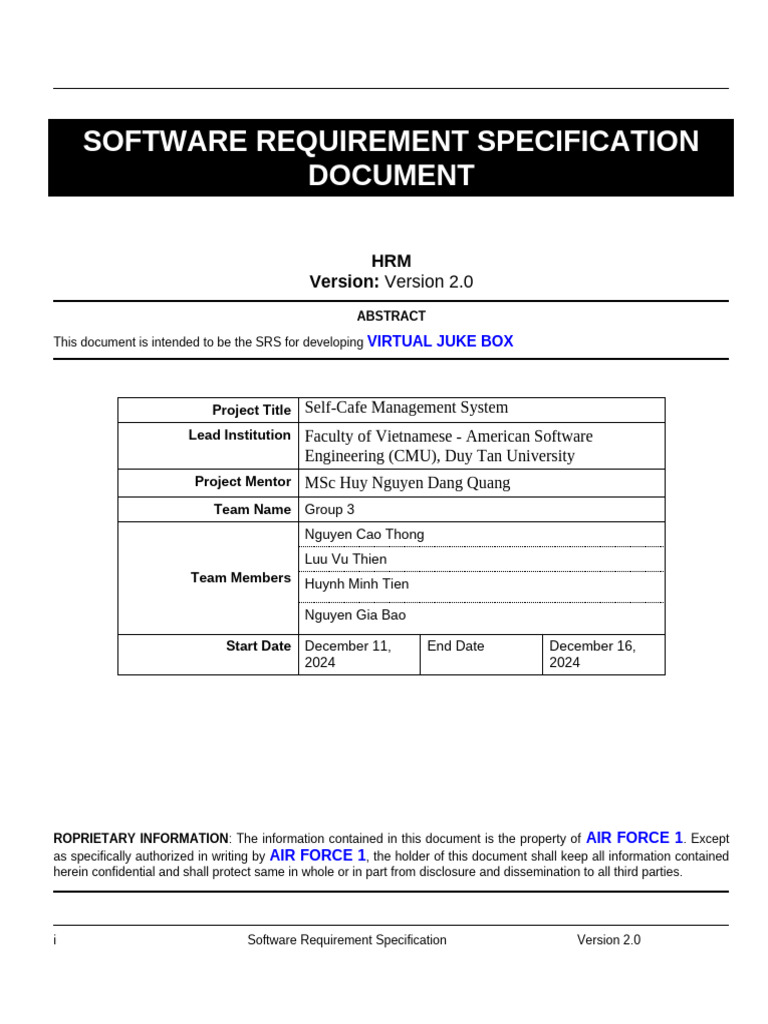 Software Requiremen Specification Template | PDF | Specification ...