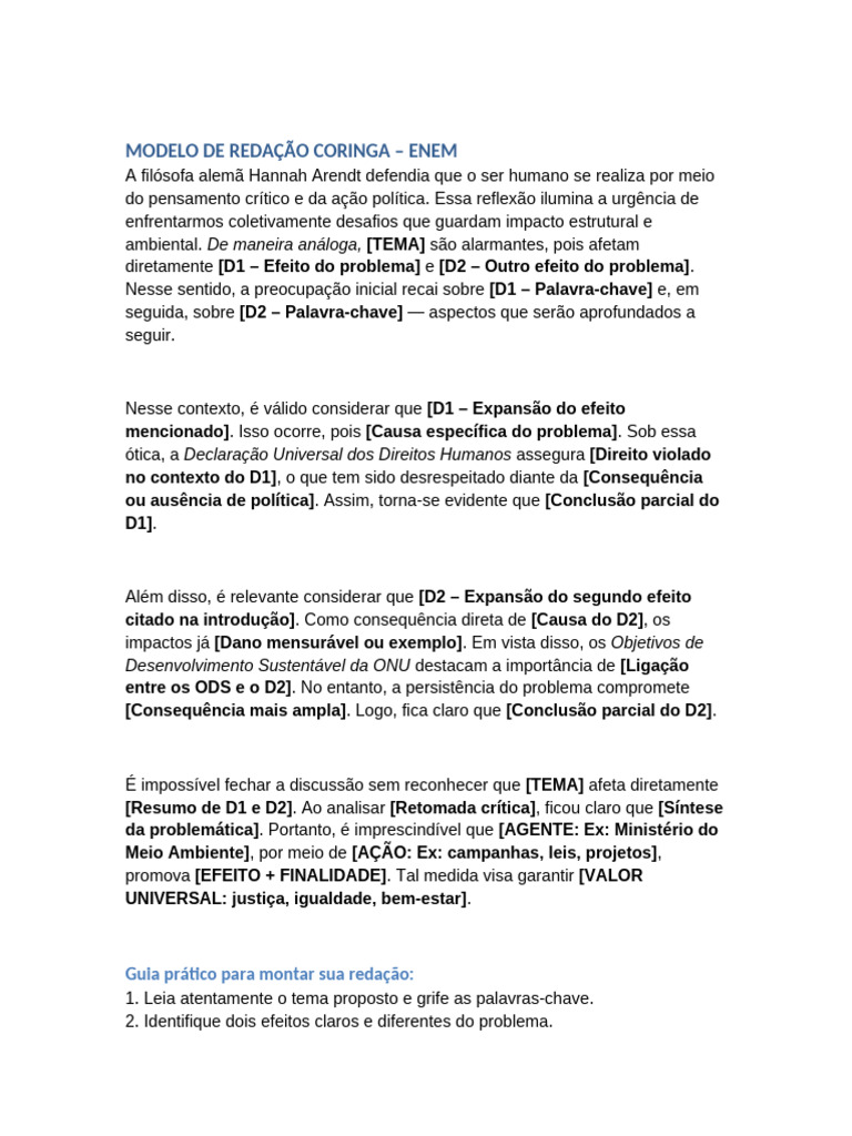Modelo Redacao Coringa ENEM | PDF