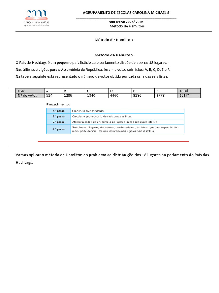 Ficha - Método de Hamilton | PDF
