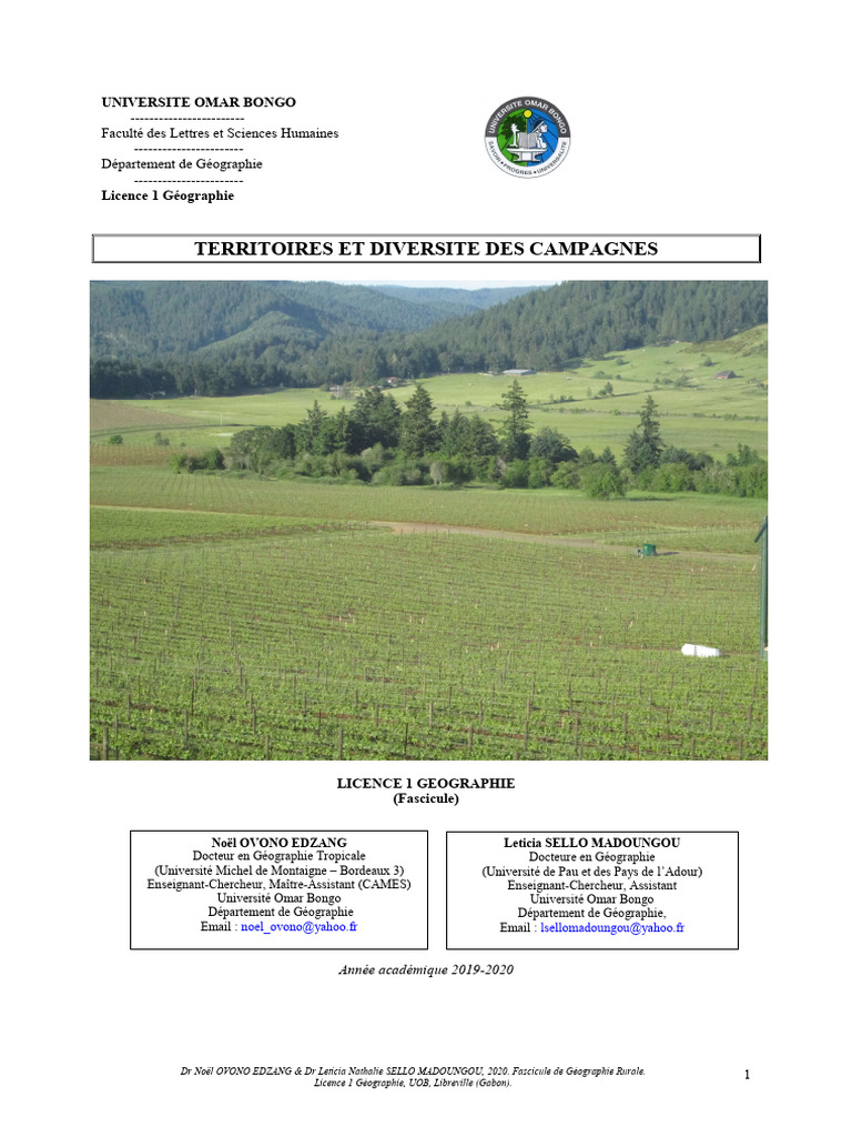 Cours de Géographie Rurale 2020 | PDF | Agriculture