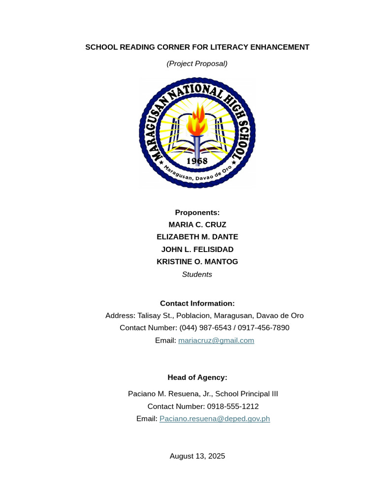 Sample Project Proposal | PDF | Libraries | Reading Comprehension