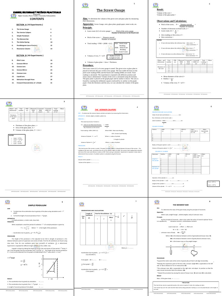 Physics Practical Lab Manual (For XI & XII) - Hsslive - in | PDF ...