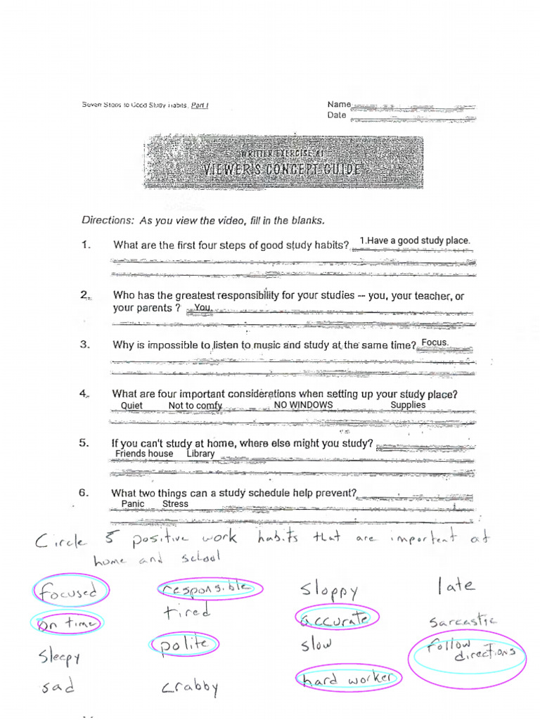 Jael Howard - Study Skills Questions | PDF