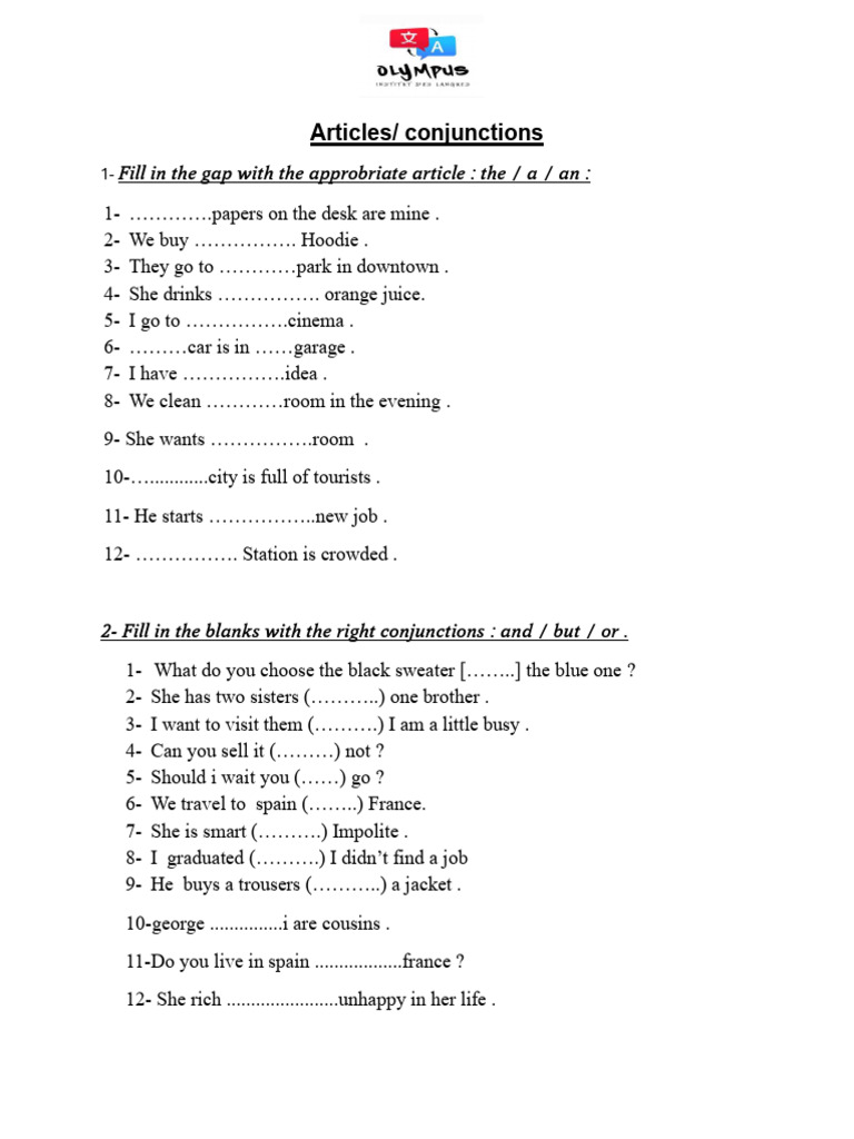 Articles Conjunctions | PDF