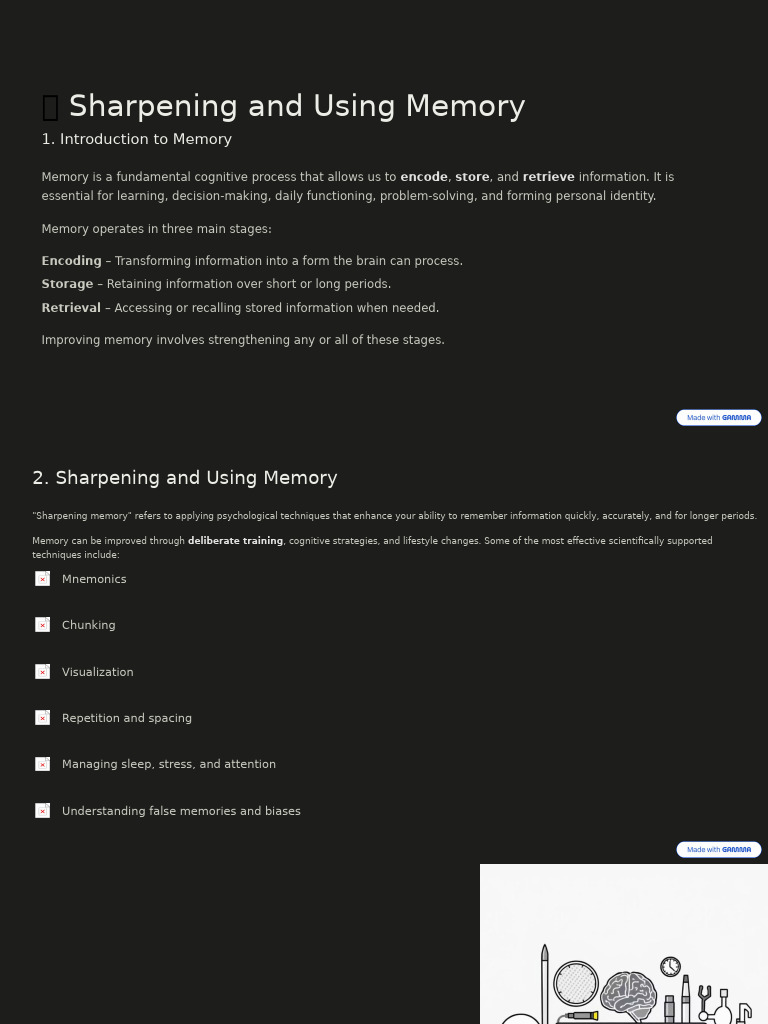 Sharpening and Using Memory | PDF | Memory | Recall (Memory)