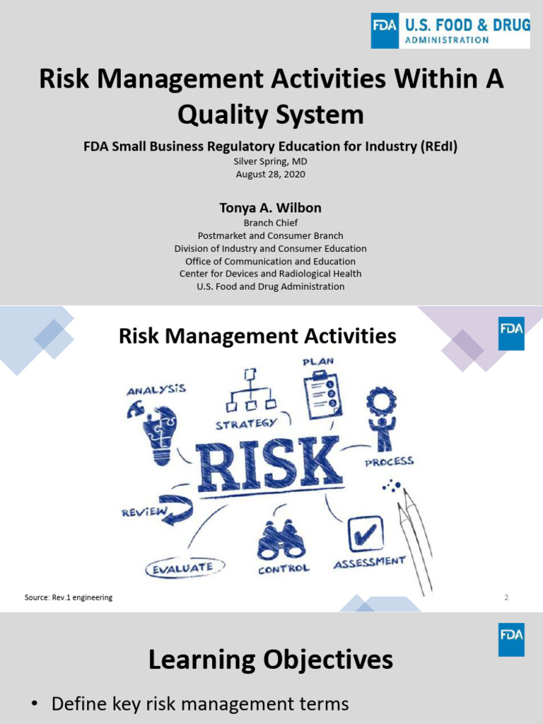 Risk Management Activities - FDA | PDF | Risk Management | Risk