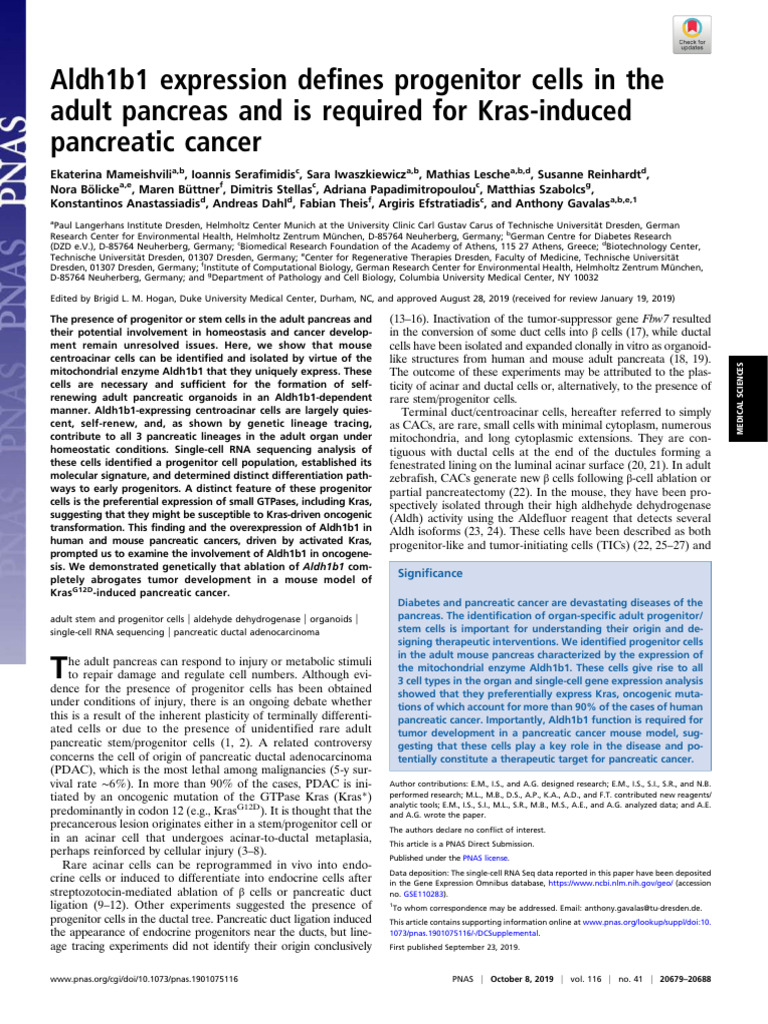 3 Aldh1b1 Expression Defines Progenitor Cells in The Adult Pancreas and ...
