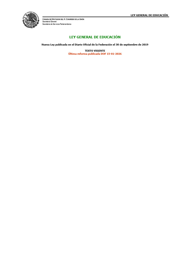 Ley General de Educación | PDF | Plan de estudios | Sustentabilidad