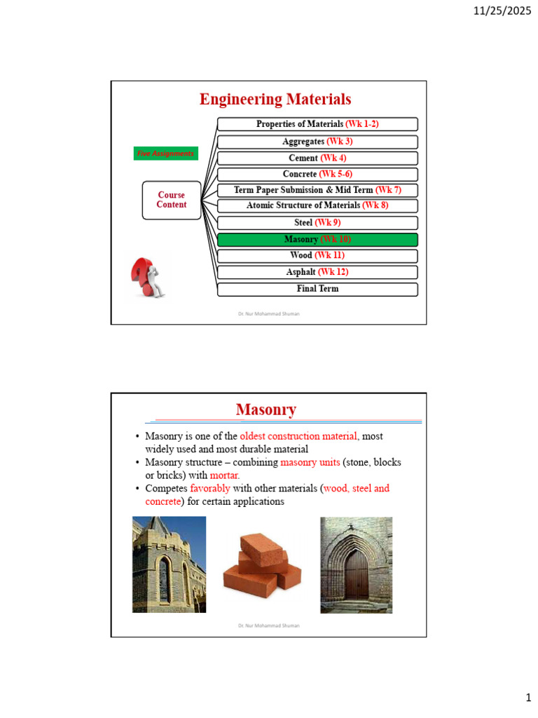 Lec 6 Masonry | PDF | Brick | Lime (Material)