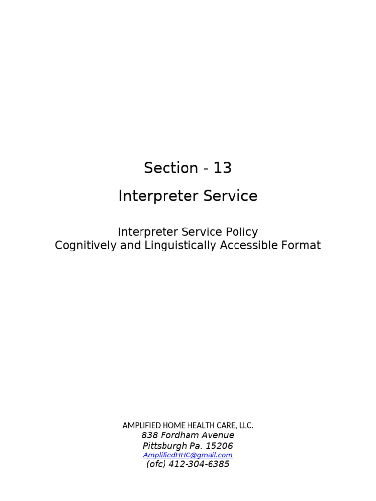 Section - 13 Interpreter Services | PDF