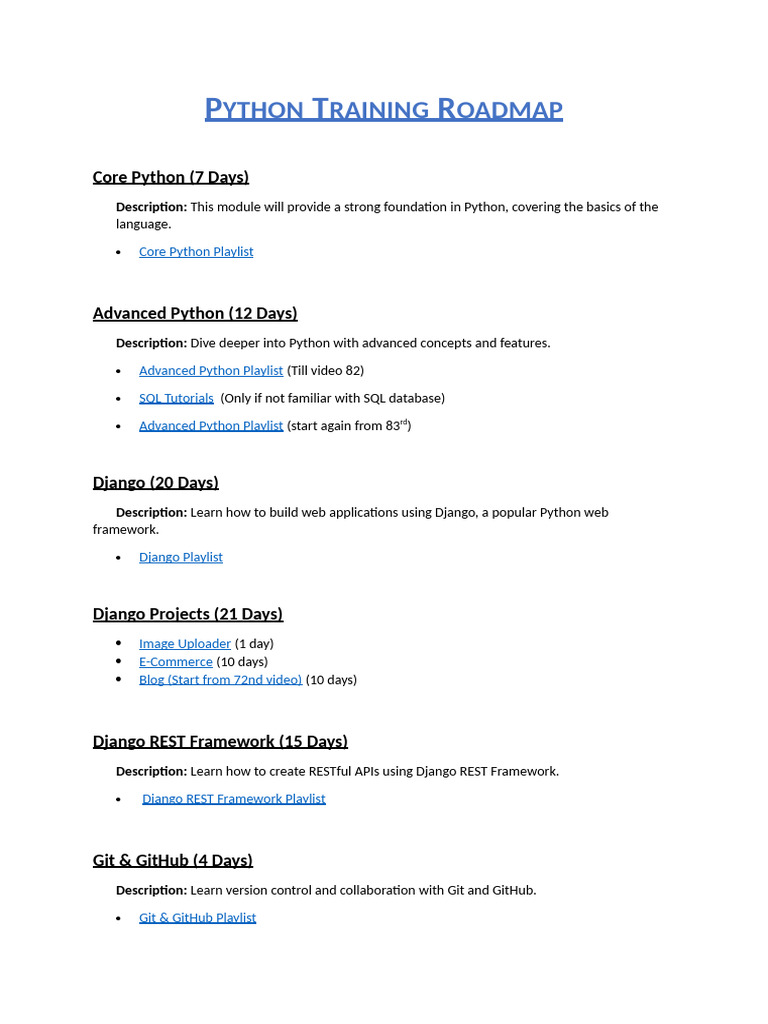 #Python Training Roadmap | PDF