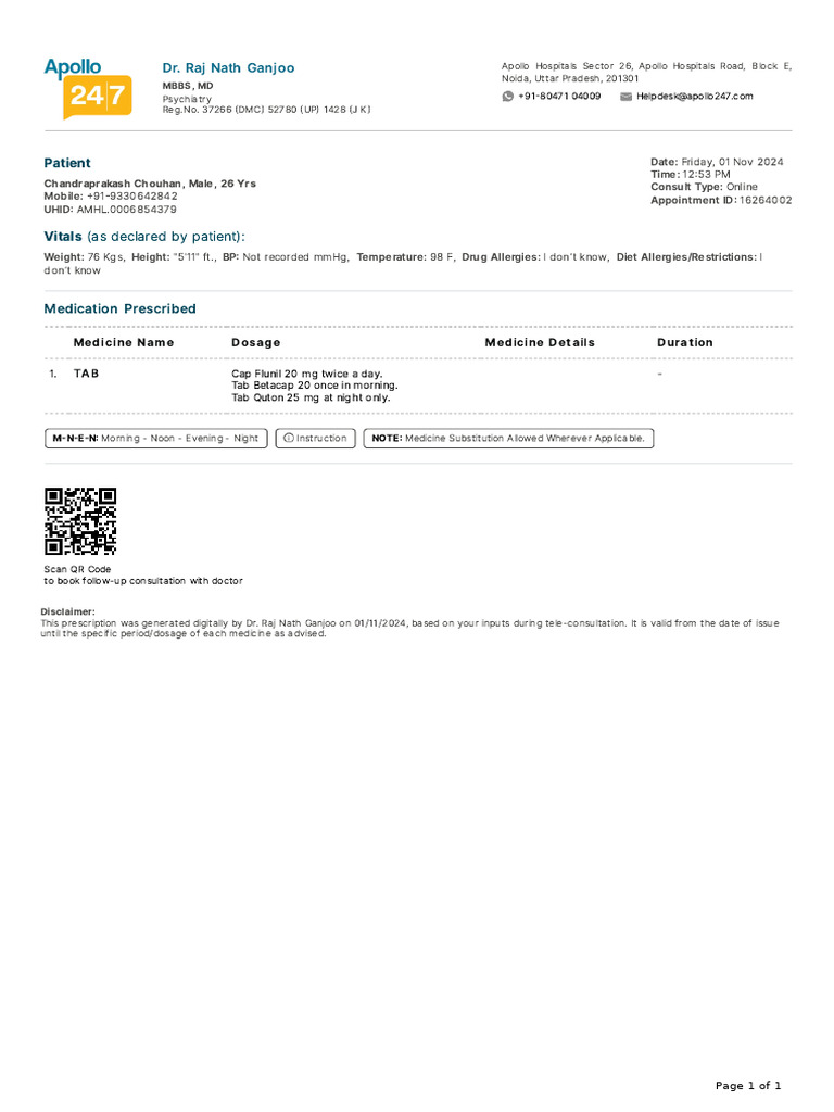 Prescription Apollo 2471730445984926 | PDF