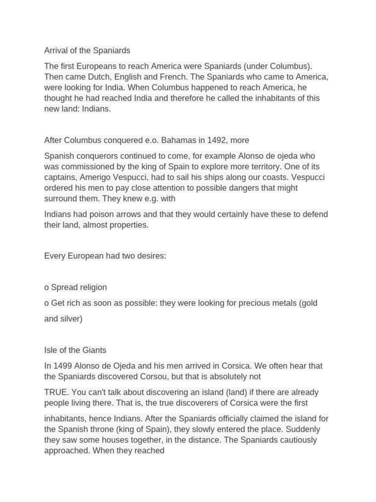 Arrival of The Spaniards | PDF | Christopher Columbus