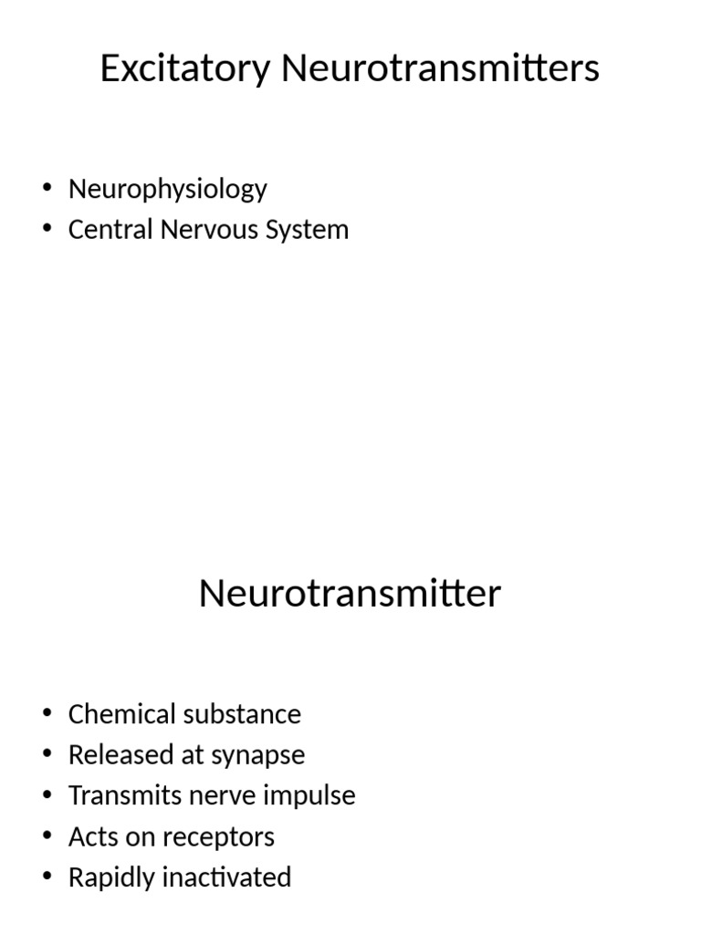 Excitatory Neurotransmitters | PDF