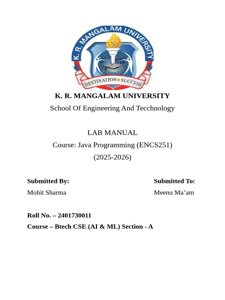 Java Lab File | PDF | Method (Computer Programming) | Class (Computer ...
