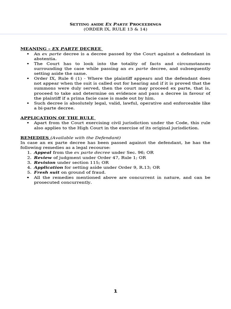 Ex Parte Proceedings | PDF | Lawsuit | Ex Parte