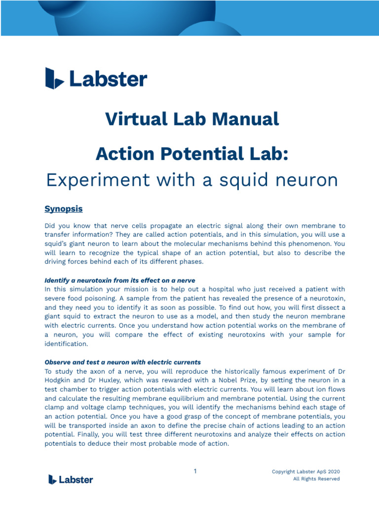 APL Action Potential Lab - Experiment With A Squid Neuron Lab Manual ...